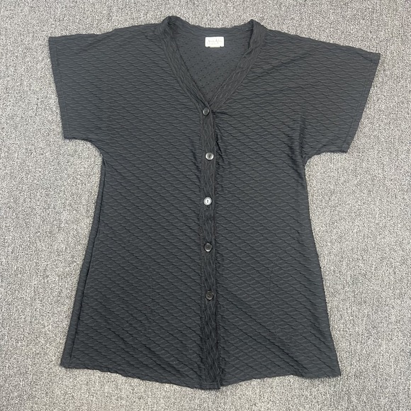 Jordan Taylor Coastal Resort Button Front Cardigan Size L Black Textured Knit — photo 2